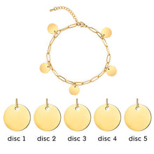 Custom Disc Bracelet Engraved Initial Bracelet Gift for Anniversary Birthday Christmas