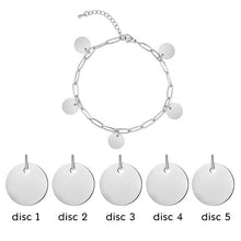 Custom Disc Bracelet Engraved Initial Bracelet Gift for Anniversary Birthday Christmas