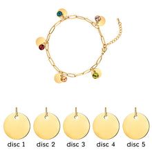 Disc Bracelet with Birthstone Custom Initial Name Bracelet for Mom Friend Family