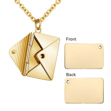 Envelope Shape Custom Necklace Engraved Photo Text Necklace Personalized Gift for Girlfriend Family Friend
