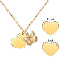 Butterfly Heart Necklace Custom Name Initial Necklace