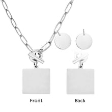 Custom Picture Necklace Personalized Square Text Pendant Jewelry Gift