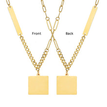 Custom Square Text Picture Necklace Personalized Handwriting Pendant Jewelry Gift