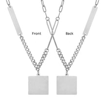 Custom Square Text Picture Necklace Personalized Handwriting Pendant Jewelry Gift