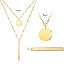 Custom Vertical Bar with Disc Layered Necklace Personalized Gift for Family Women